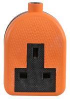 SOCKET, EXTENSION, 1WAY, RUBBER, ORANGE