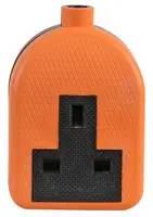 SOCKET, EXTENSION, 1WAY, RUBBER, ORANGE