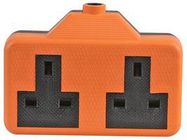 SOCKET, EXTENSION, 2WAY, RUBBER, ORANGE