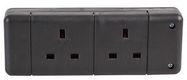 EXTENSION SOCKET 2 GANG BLACK