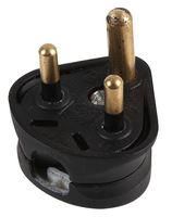 MAINS PLUG, ROUND PIN, 2A BLACK