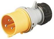 PLUG 130V 32A 2P+E IP44 YELLOW