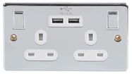 SWITCHED SOCKET, 2-GANG, 13A, 250V