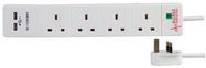 EXTENSION 4 GANG SURGE, 2 USB, WHITE 1M