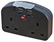 TRAVEL ADAPTOR EURO 2 WAY WITH USB BLK