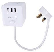 EXTENSION LEAD 3G CUBE, 3 USB WHITE 0.5M