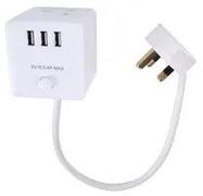 EXTENSION LEAD 3G CUBE, 3 USB WHITE 0.5M