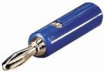 Plug, banana 4 mm, 50 V, 6A, screw connection, blue