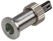 LED INDICATOR, 8MM FLAT GRN 12V BR/STEEL