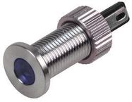 LED INDICATOR, 8MM FLAT BLU 12V BR/STEEL