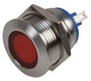 LED INDICATOR, 19MM FLAT RED 12V BR/ST