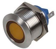 LED INDICATOR, 19MM FLAT YELL 12V BR/ST