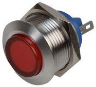 LED INDICATOR, 19MM FLAT H/RED 12V BR/ST