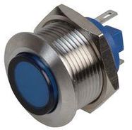 LED INDICATOR, 19MM FLAT H/BLU 12V BR/ST