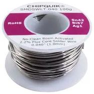 SOLDER WIRE, NO CLEAN, 42/57/1 SN/BI/AG