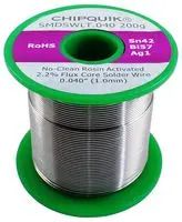 SOLDER WIRE, NO CLEAN, 42/57/1 SN/BI/AG