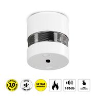 Mini smoke detector with 10 years battery and sensor runtime White
