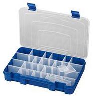 STORAGE BOX, 1-20ADJ COMPART, CLEAR/BLUE