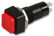 PUSHBUTTON SWITCH, SPST, 1A, 250V, RED