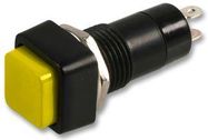 PUSHBUTTON SWITCH, SPST, 1A, 250V, YEL