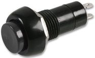 PUSHBUTTON SWITCH, SPST, 1A, 250V, BLACK