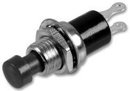 PUSHBUTTON SWITCH, SPST, 0.5A, 250V, BLK