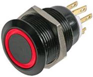 SWITCH, A-V, BLK, 19MM, 5V, RED LED