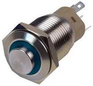 SWITCH, A/VANDAL, 16MM, LATCH, BLU RING