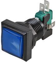 SWITCH, ILLUM, MOM, 12V, 24.4MM, SQ, BLU