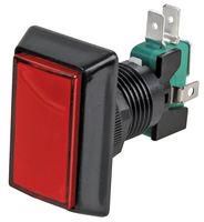 SWITCH, ILLUM, MOM, 12V, RECTANGLE, RED