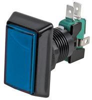 SWITCH, ILLUM, MOM, 12V, RECTANGLE, BLUE