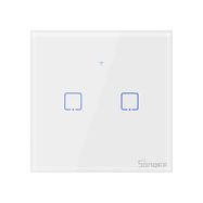 Smart touch wall Wi-Fi switch T0EU2C-TX, 2-channel, 600W / channel, 230VAC, controlled by touch button, App, possibility to control by voice, SONOFF