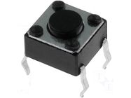 Tact swich; OFF-(ON) nonfixed; 4pins; 0.05A/12 VDC; SPST-NO; 6x6mm, THT; H=4.3mm