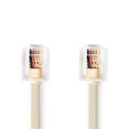 Telecom Cable | RJ11 Male | RJ11 Male | 5.00 m | Cable design: Flat | Plating: Gold Plated | Cable type: RJ11 | Ivory | Polybag