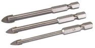 TILE & GLASS DRILL BIT HEX DRIVE 3PC SET