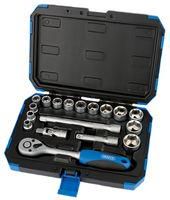 METRIC SOCKET SET, 18PC, 3/8"