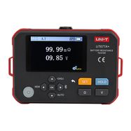 Battery resistance tester, 0.000m?~3?; 0.000V~71.00V; 4 terminal test method; Data storage : 500sets, Bluetooth, UNI-T