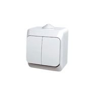 Switch, 2 circuits, white IP44