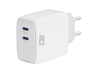 USB charger, 2 x USB-C, Power Delivery function, 65W, 3.25A, white