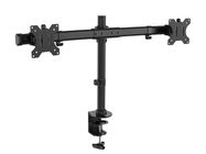 Dual monitor desk mount with crossbar for 2 monitors up to 27"