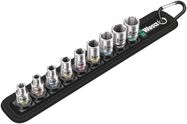 Belt A 4 Zyklop socket set, 1/4" drive, 1 x 5.0x23.0; 1 x 5.5x23.0; 1 x 6.0x23.0; 1 x 7.0x23.0; 1 x 8.0x23.0; 1 x 10.0x23.0; 1 x 11.0x23.0; 1 x 12.0x23.0; 1 x 13.0x23.0; 1 x 39.0x238.0; 1 x 30.0x200.0, Wera