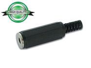 3.5mm FEMALE JACK CONNECTOR - BLACK PLASTIC MONO