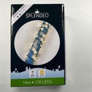 Medium density lightchain - 170 lamps - warm white LED - green wire - 14 m - 3 m leadwire - transformer