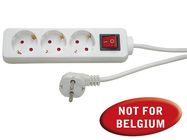 3-WAY SOCKET-OUTLET WITH SWITCH - 3 m CABLE - WHITE - SCHUKO