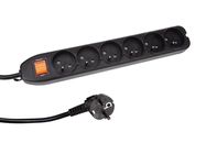 6-WAY SOCKET-OUTLET WITH SWITCH & OVERLOAD PROTECTION - BLACK - FRENCH SOCKET
