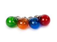 FILAMENT LIGHT BULB SET - G45 - COLOURED GLASS - 4 pcs - RED - GREEN - BLUE - ORANGE