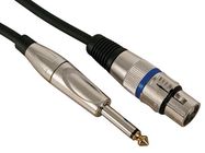 XLR CABLE - XLR FEMALE to JACK 6.35 mm - MONO - 10 m