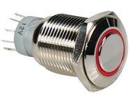 ROUND METAL SWITCH SPDT 1NO 1NC - RED RING