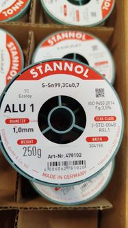 Solder wires Sn99Cu1 1.0mm 250g with flux Stannol