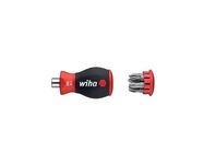 Wiha Screwdriver with bit magazine magnetic Phillips, Pozidriv with 6 bits, Stubby, 1/4" (33740)